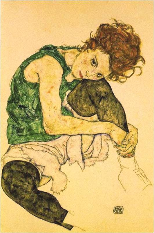 by Egon Schiele, Mujer sentada con la pierna izquierda levantada 1917